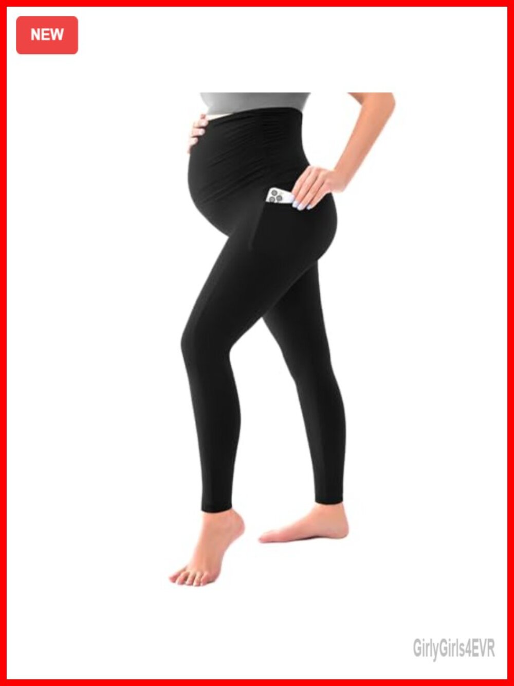 Maternity Leggings with Pockets Over Belly Yoga Pants